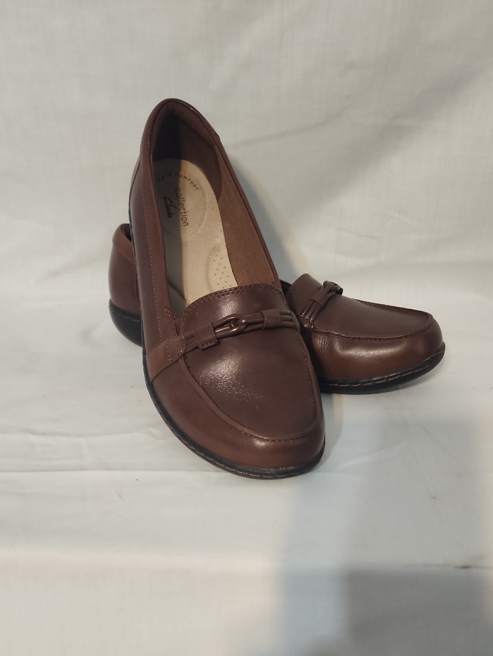 Clarks Women's Brown Leather Bit Loafers Size 8.5